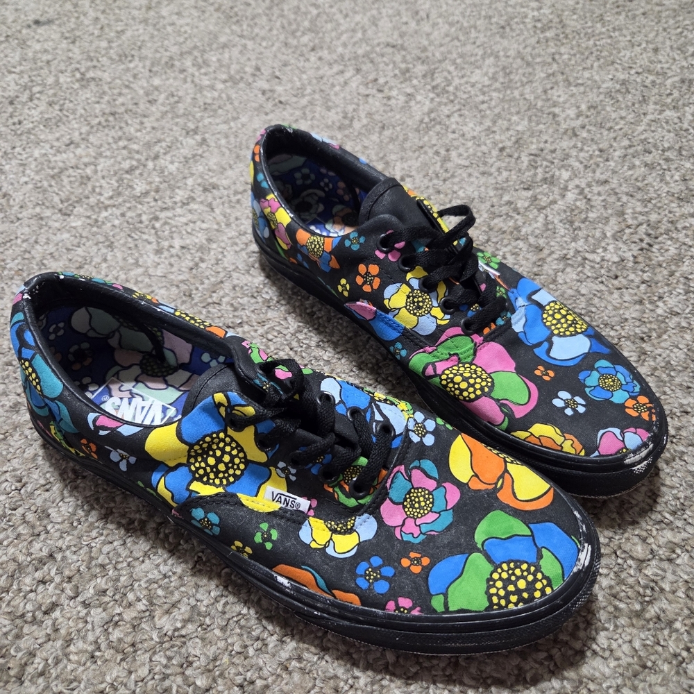 Vans Era U-Color Black‎ Floral MENS Size 12 Skate Shoes - Picture 11 of 15